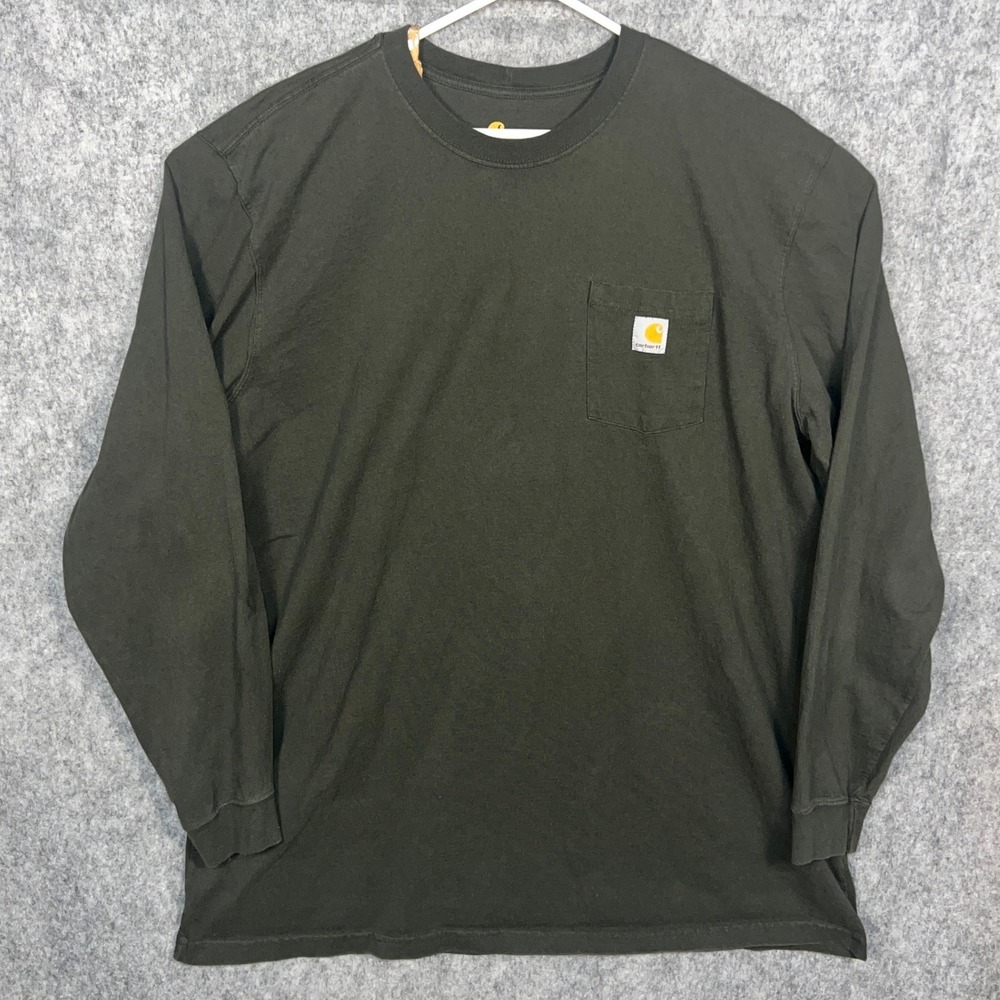 Carhartt Men's 3XL Tall Long Sleeve Pocket T-Shirt Original Fit Dark Green Grey